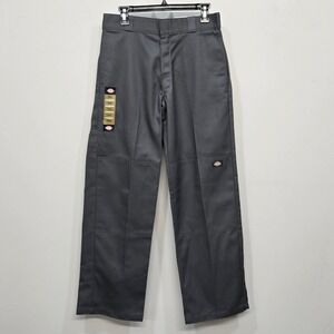Dickies Loose Fit Work Pants 30x32 Gray Straight Leg Durable Double Knee Utility